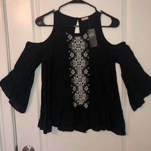Black Hollister Top with Shoulder Cut-Outs